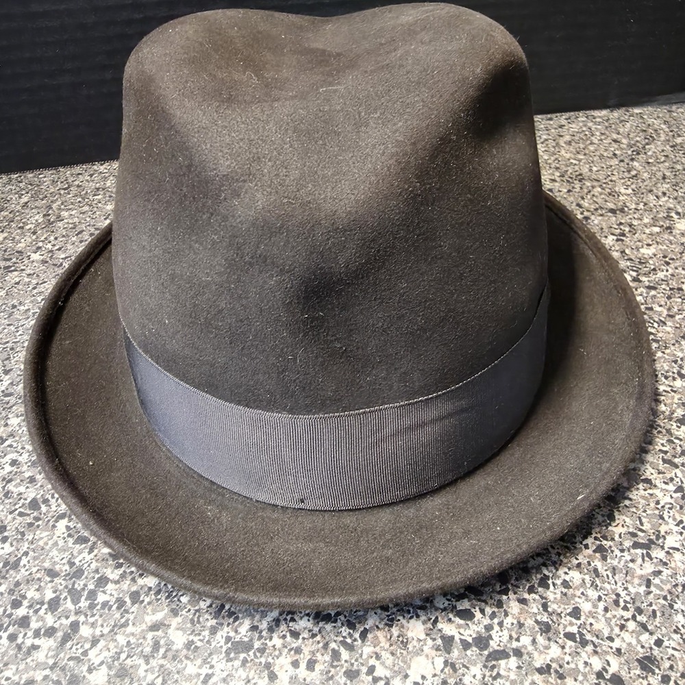 Fairmount Men's Short Brim Fedora Hat Brown Fur Felt Size 7 3/8 VTG Union Made